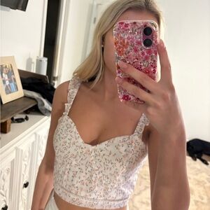 Floral White Crop Top